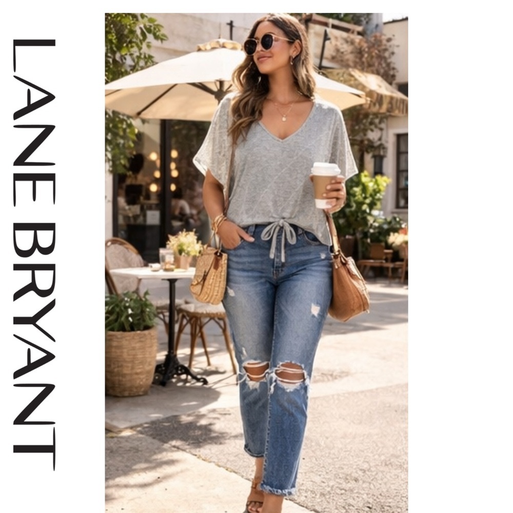 Lane Bryant gray silver strip tie front